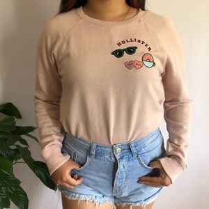 hollister pink embroidered sweatshirt